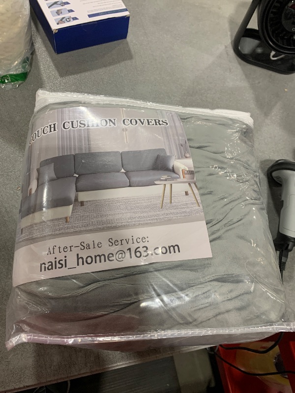 Photo 1 of NAISI Sectional Couch Covers 8 Pieces Velvet Couch Cushion Covers L Shape Soft Stretch Sofa Slipcovers with 2pcs Pillowcases for Left/Right Chaise Sectional Couch(3 Seater+1 Chaise+4 Back,Light Grey)