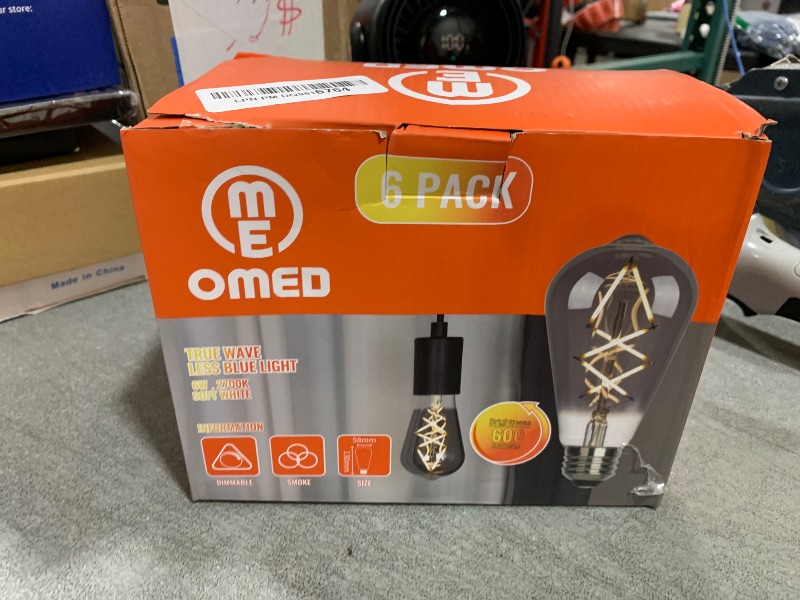 Photo 1 of OMED LED Edison Vintage Light bulbs 40 Watt Equivalent E26 Base 2200k Warm White Dimmable ST64 Smoke Grey Glass 40w Energy Saving Ideal Dining Rooms Durable Light for a Cozy Atmosphere 6 Pack