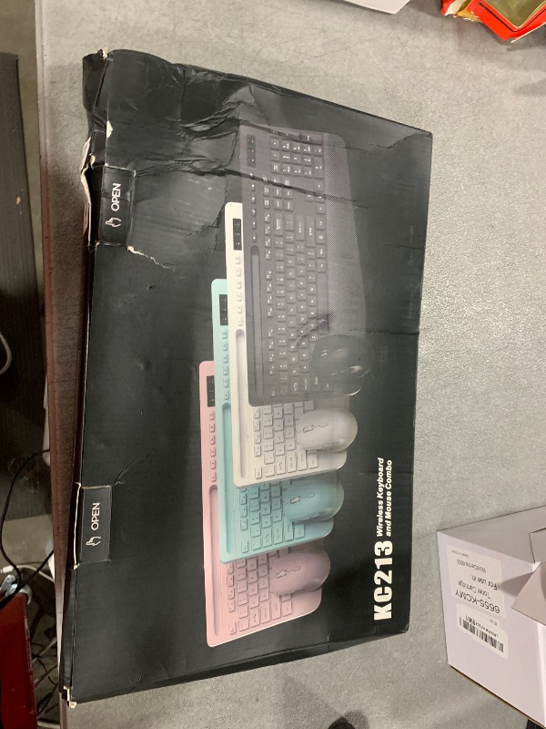 Photo 1 of Wireless Keyboard and Mouse Combo - Full-Sized Ergonomic Keyboard with Wrist Rest, Phone Holder, Sleep Mode, Silent 2.4GHz Cordless Keyboard Mouse Combo for Computer, Laptop, PC, Mac, Windows -Trueque