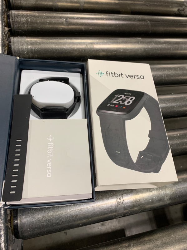 Photo 1 of Fitbit Versa Smart Watch, Black/Black Aluminium, One Size (S & L Bands Included)