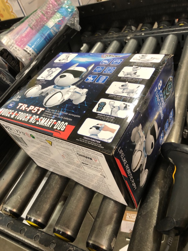 Photo 1 of Top Race Rechargeable Robot Dog- Interactive Smart Robo Dog for Kids Ages 5-7 - Programmable with Remote Control, Voice and Touch Features - Realistic Actions and Perform Tricks - 4x5x6 Inches (White)