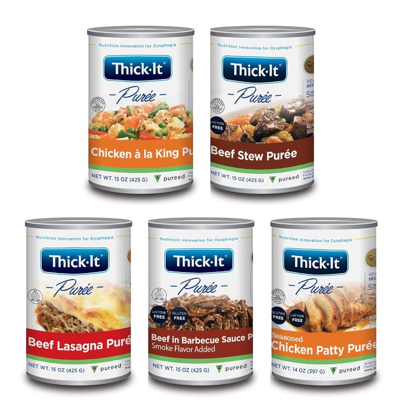 Photo 1 of 
Thick-It Pureed Protein Variety Pack for Dysphagia (IDDSI), Digestible Swallowing Aid, Made with Real Ingredients, Simple-to-Use, 14 & 15 oz Cans (12 Pack)