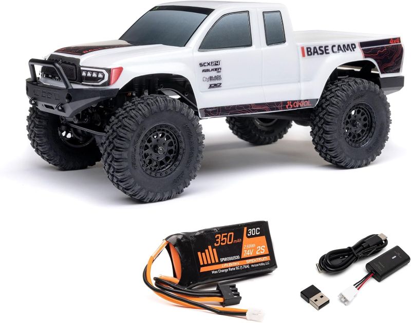 Photo 1 of Axial RC Truck 1/24 SCX24 Base Camp 4x4 Rock Crawler Brushed RTR(Everything Needed to Run is Included) - White, AXI-1219T1