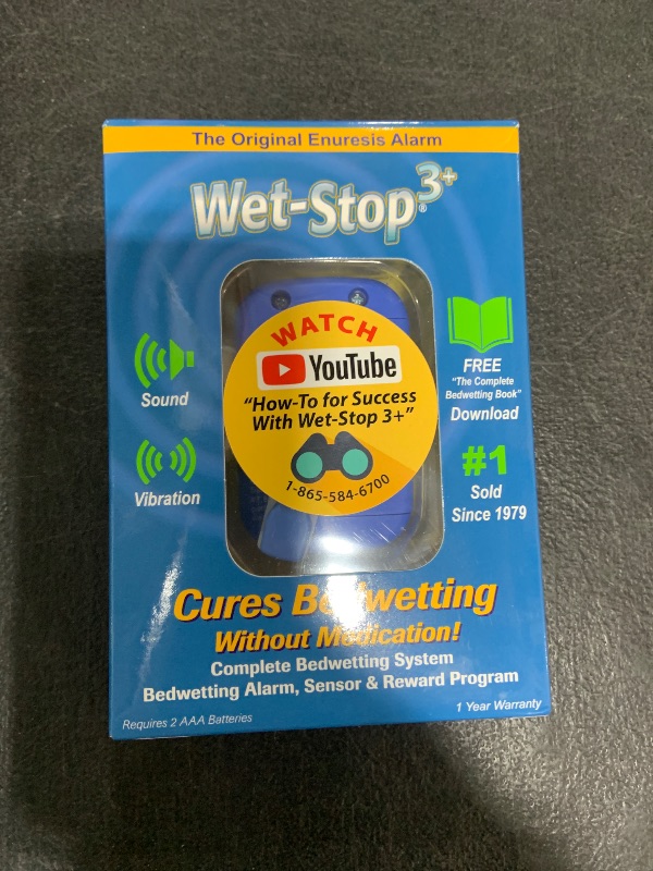 Photo 1 of Wet-Stop 3 Blue Bedwetting Enuresis Alarm with Loud Sound and Strong Vibration for Boys or Girls, Proven Solution for Bedwetters