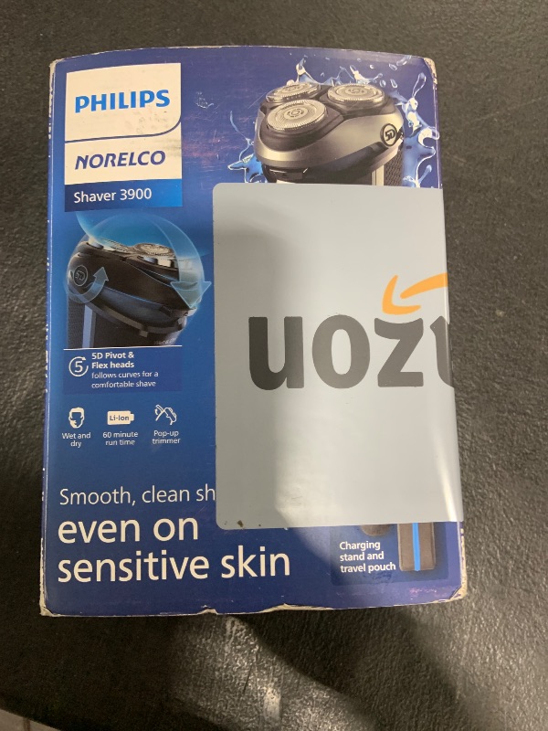 Photo 1 of Philips Norelco Shaver 3900 Series, Wet and Dry Electric Shaver, P-Cap, Travel Pouch, Charging Stand, Storm Blue, Model S3341/92
