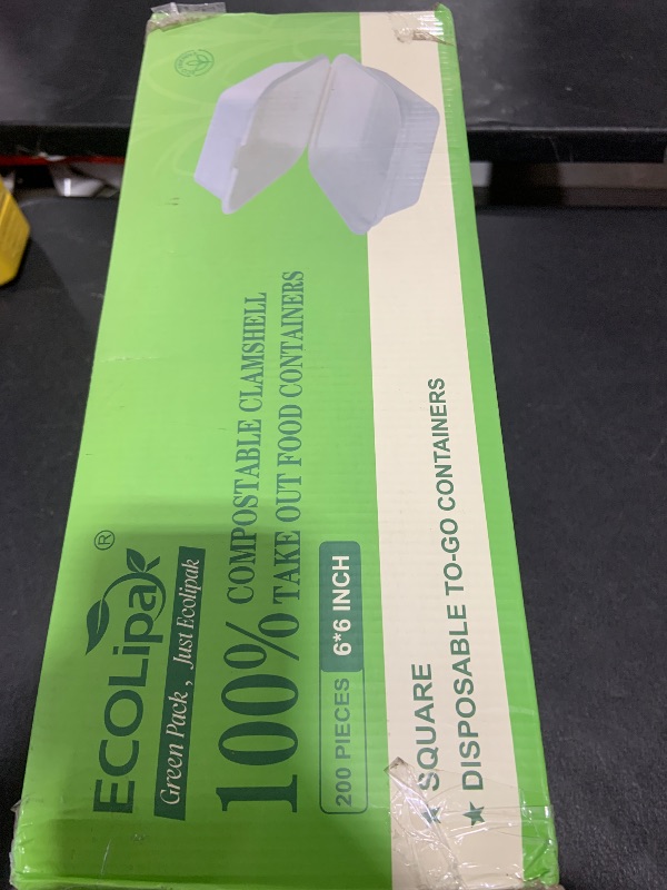 Photo 1 of EXOLIPA COMPOSTABLE CLAMSHELL TAKEOUT FOOD CONTAINERS O200 PIECES