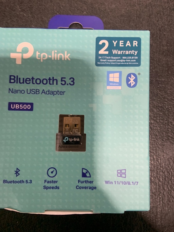 Photo 1 of TP-Link USB Bluetooth Adapter for PC, Bluetooth 5.0/5.3 Dongle Receiver, Plug and Play, Nano Design, EDR & BLE, Supports Windows 11/10/8.1/7 for Desktop, Laptop, PS5/PS4/Xbox Controller (UB500)