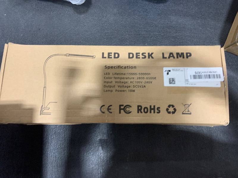 Photo 1 of Voncerus LED Desk Lamp with Clamp, Eye-Caring Clip on Lights for Home Office, 3 Modes 10 Brightness, Long Flexible Gooseneck, Metal, Swing Arm Architect Task Table Lamps with USB Adapter, Black