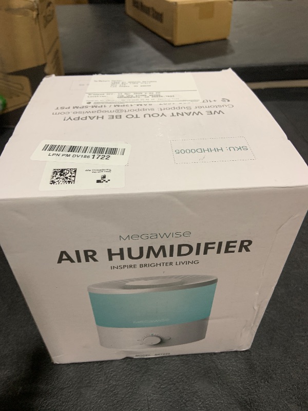 Photo 1 of Megawise Cool Mist Humidifier with Top Refill Design, 2L Capacity, High Mist Output, No Leakage, and 7 Color Night Light