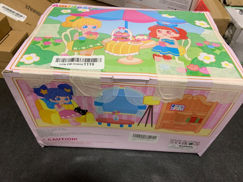 Photo 1 of AmiDear Dollhouse with 4-Story 11 Rooms, Dream Gift Princess Doll House Playset with Furniture, Blue Toddler House with Pool Slide for 3 4 5 6 7 8 9 10 Year Old Girls Kids