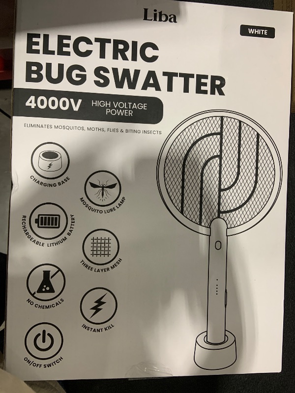 Photo 1 of LiBa Electric Fly Swatter Racket, 2 in 1 Electric Bug Zapper USB Rechargeable, 4000V Indoor Outdoor Mosquitoes Zapper with 5 Layer Safety Mesh, Cordless Insect Killer Trap Home Office Camping Patio