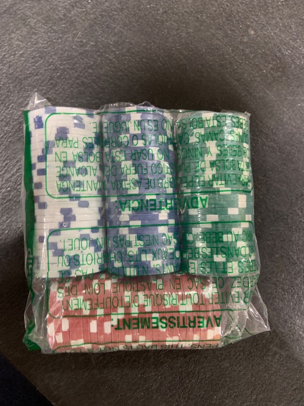 Photo 1 of SEETOOOGAMES 100 Pieces 11.5g Clay Composite Dice Striped Casino Poker Chips- 4 Colors (red, Green, White and Blue)
