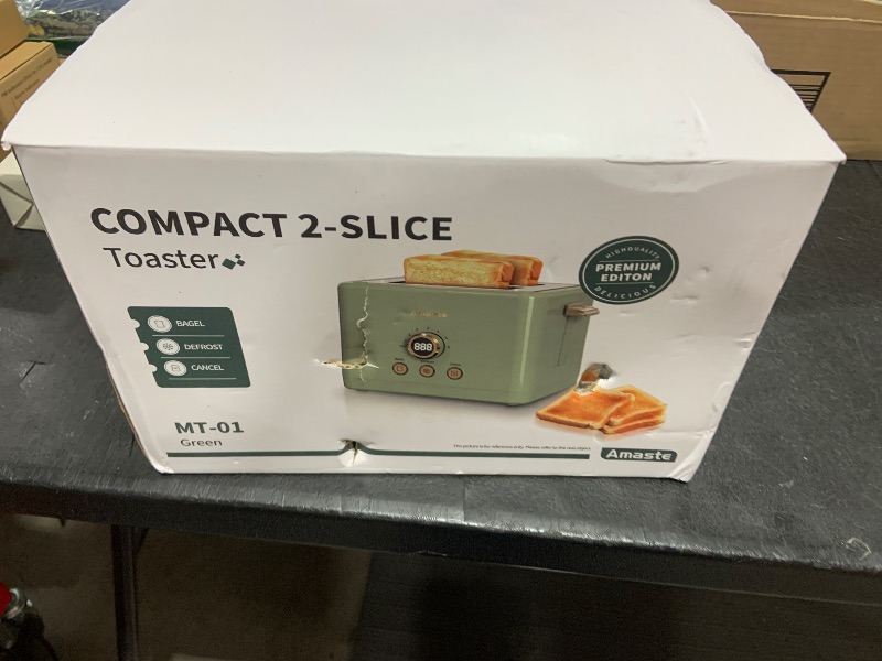 Photo 1 of 2 Slice Toaster, Retro Bread Toaster with LED Digital Countdown Timer, Extra Wide Slots Toasters with 6 Bread Shade Settings, Bagel, Cancel, Defrost Function, High Lift Lever, Removal Crumb Tray