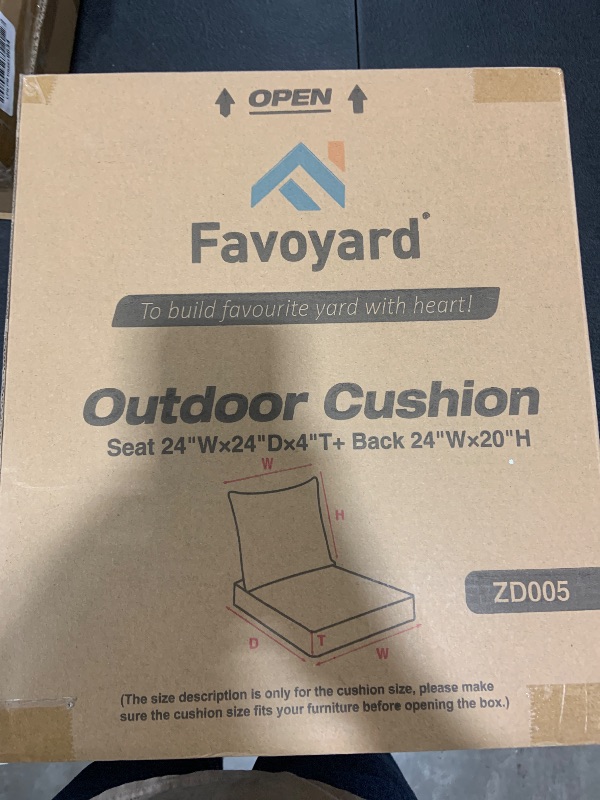 Photo 1 of Favoyard Outdoor Seat Cushion Set 24 x 24 Inch Waterproof & Fade Resistant Patio Furniture Cushions with Removable Cover Deep Seat & Back Cushion with Handle and Adjustable Straps for Chair Sofa Couch