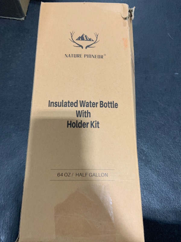 Photo 1 of NATURE PIONEOR Insulated Water Bottles with Straw - 64oz Stainless Steel Vacuum Bottle with Holder/Carrier/Sleeve - Reusable 18/8 Food Grade Thermos Water Jug