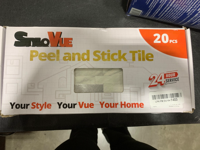 Photo 1 of StyloVue 20 Sheets Peel and Stick Backsplash for Kitchen, White Marble with Metal Silver Look Stick on Tile Upgrade Your Kitchen Backsplash, RV, Fireplace