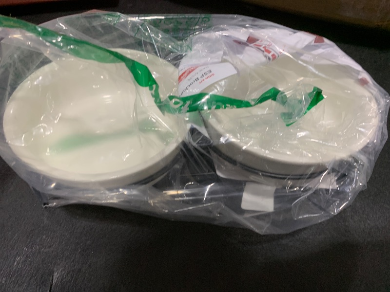 Photo 1 of Double Ceramic Raised Cat or Small Dog Bowls with Metal Stand for Pet Food and Water Dishes,12 Ounces