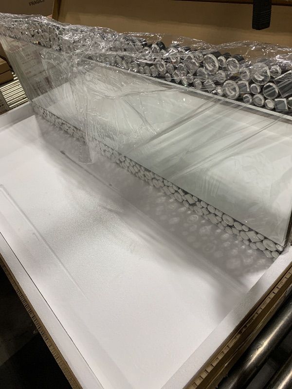 Photo 1 of MUAUSU Crystal Full Length Mirror With Stand 63"21" Mosaic Frame - Rectangle Silver Floor Mirror for Decor 