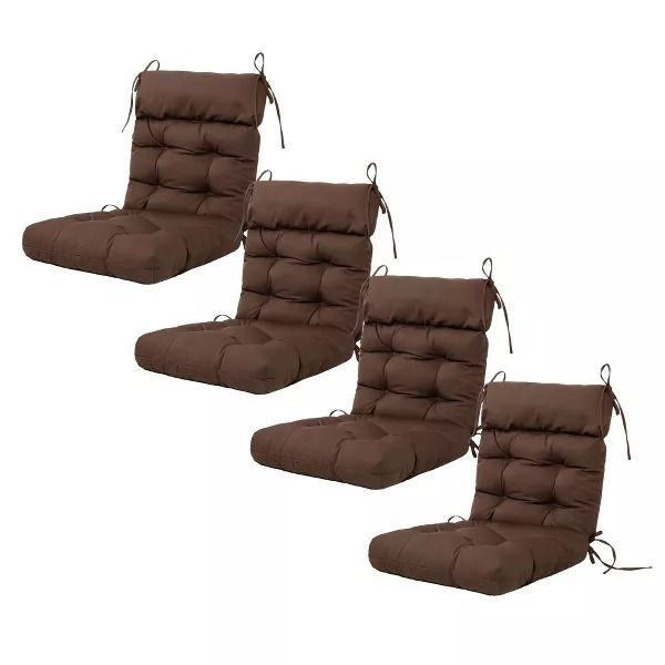 Photo 1 of Marsui 4 Pcs Outdoor Indoor High Back Chair Cushions Patio Furniture Tufted Pillow 42 x 21 Inches (Dark Brown)