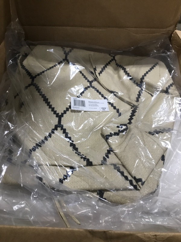 Photo 1 of Arden Foam Outdoor Dining Chair Cushion, 20 x 20, Made with ProFoam, Rain-Proof, Fade Resistant, Tan Diamond Trellis
