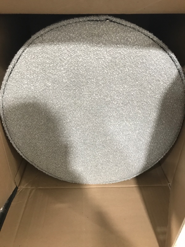 Photo 1 of KKdema Round Pouf Ottoman and Foot Rest, Soft Boucle Footstool Ottomans for Living Room, Comfort Foam Stuffed Poofs Perfect to Rest Your Feet for Couch Desk, Grey (17.7"X17.7"X15.7")