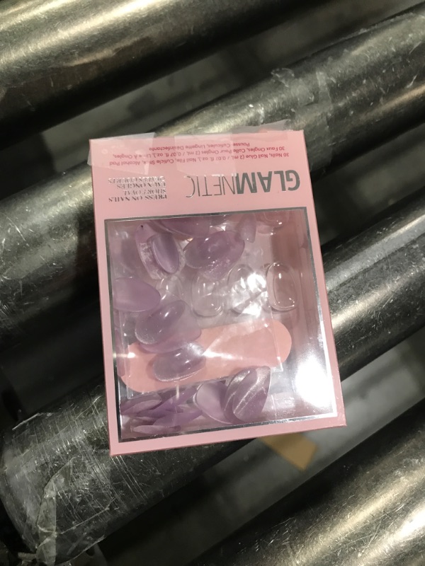 Photo 1 of Glamnetic Press On Nails - Fairy Dust | Short Oval Beige-Pink Nails with a Mesmerizing Metallic Finish | 15 Sizes - 30 Nail Kit with Glue