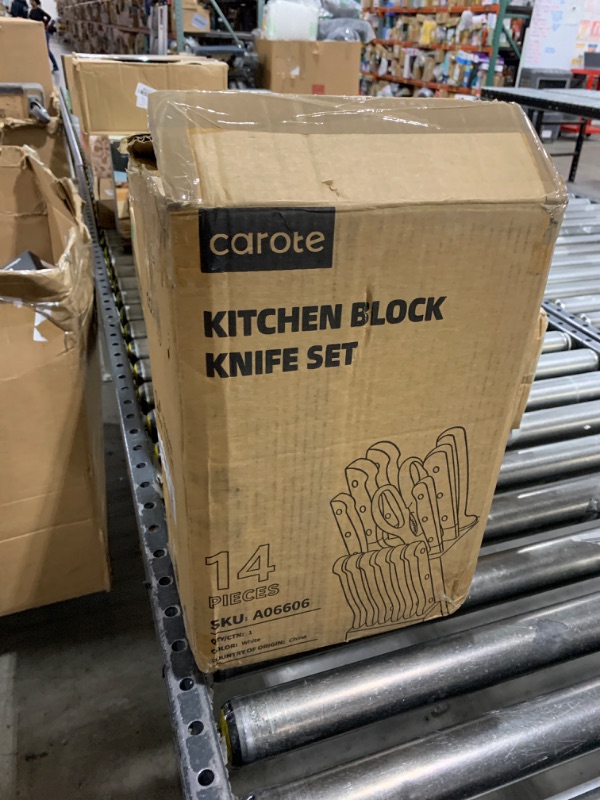 Photo 1 of CAROTE 14 Pieces Knife Set with Block, Forged, High Carbon Stainless Steel Sharp Blade Block Knife Set