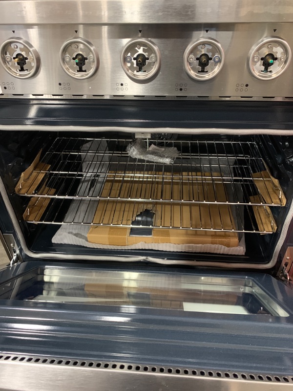 Photo 1 of AAOBOSI 36 Inch Front Control Gas Range Oven with 6 Cooktop Burners, 6 Cu. Ft True Convection and Self Clean, Freestanding Stainless Steel 
