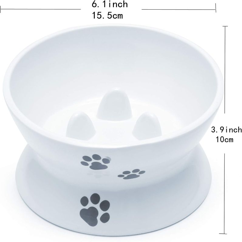 Photo 1 of Raised Cat Bowl Elevated Slow Feeder No Spill Melamine Stress Free Pet Feeder