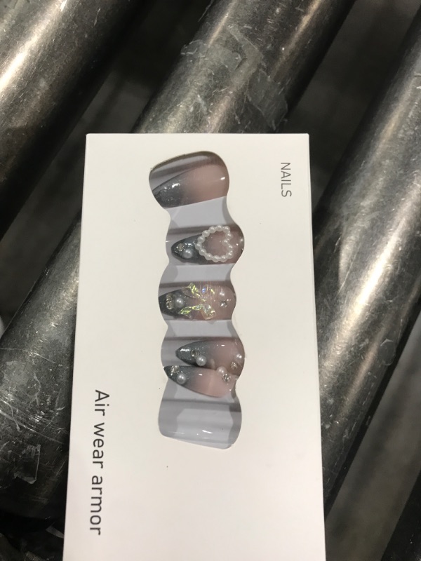 Photo 1 of Almond False Nails Gradient French Fake Press on Nails Medium Cute Bow Tie Pearl Design Glue on Nails Artificial Acrylic Nails Full Cover Glossy Reusable Coffin Nails Stick on Nails for Women 24Pcs