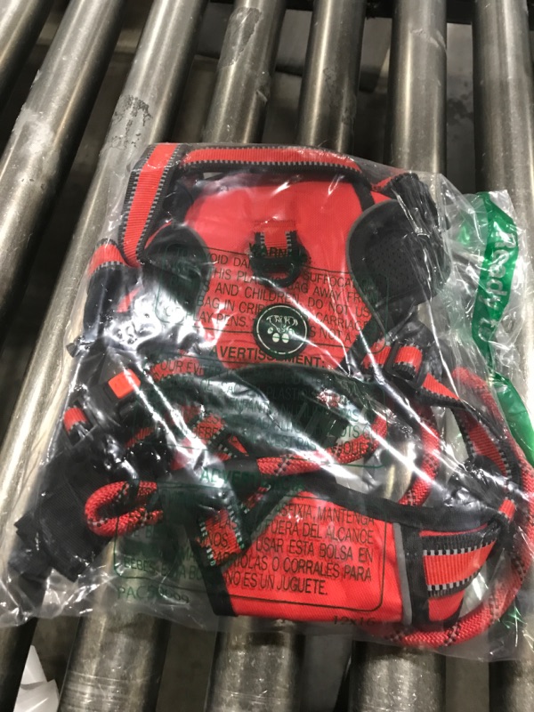 Photo 1 of IVY&LANE No Pull Dog Harness for Large Dogs, Dog Vest Harness with Leash, Safety Belt and Storage Strap, Fully Adjustable Harness, 360° Reflective Strip, Soft Handle (Red, XL)