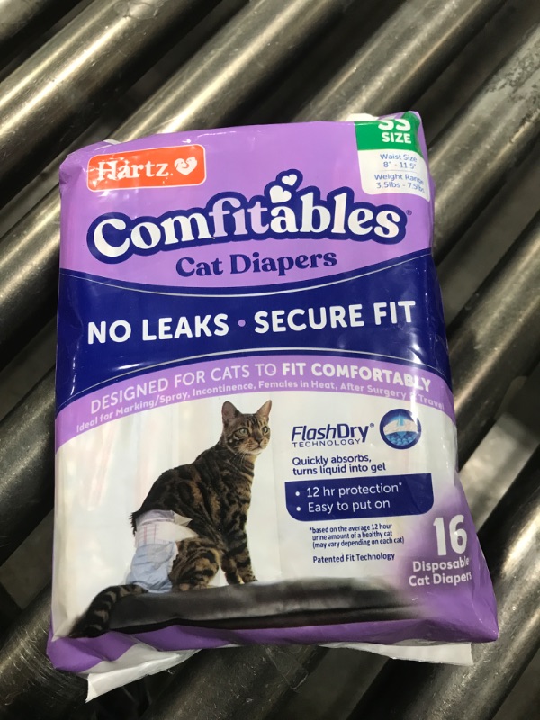 Photo 1 of Hartz Comfitables Cat Diapers, Size XS 16 Count, Comfortable & Secure Fit, Easy to Put On