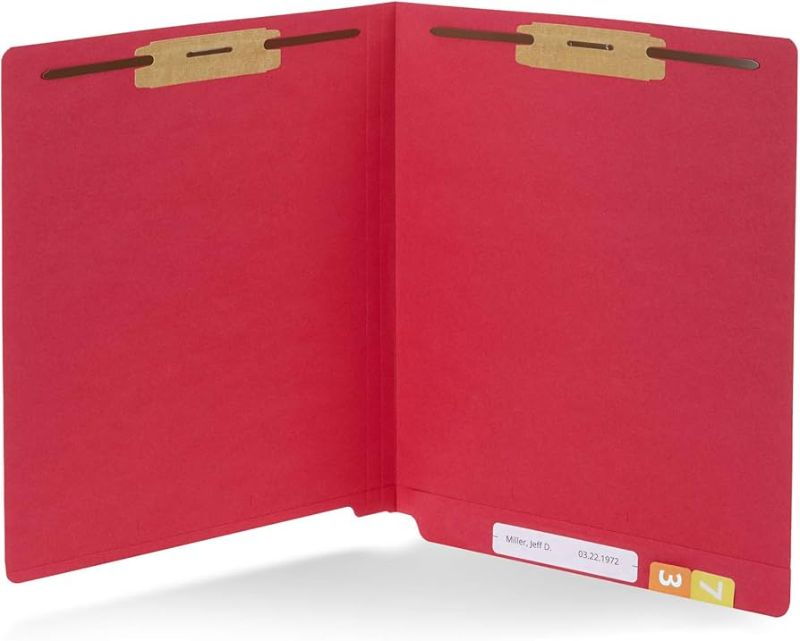 Photo 1 of 50 End Tab Fastener File Folders - Reinforced Straight Cut Tab- Red
