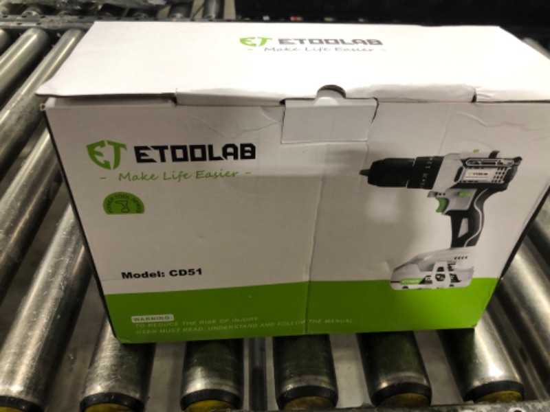 Photo 1 of Cordless Drill, ETOOLAB Power Brushless Drill Set 45 Pieces, 531lbf.in Professional 3-in-1 20V Impact Drill Driver with 2.0Ah Battery