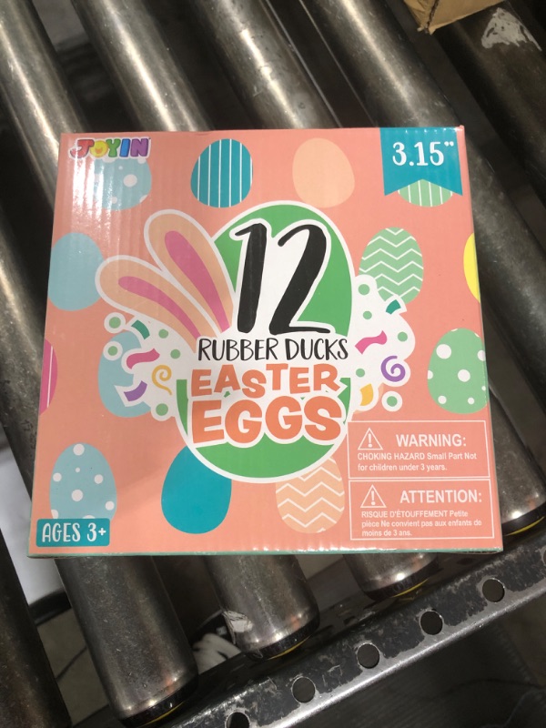 Photo 1 of JOYIN 12 Pcs Filled Easter Eggs with Rubber Duck and Rabbit Duckies, Bright Colorful Prefilled Easter Eggs for Kids Fun Bath Toys, Basket Stuffers and Party Favors