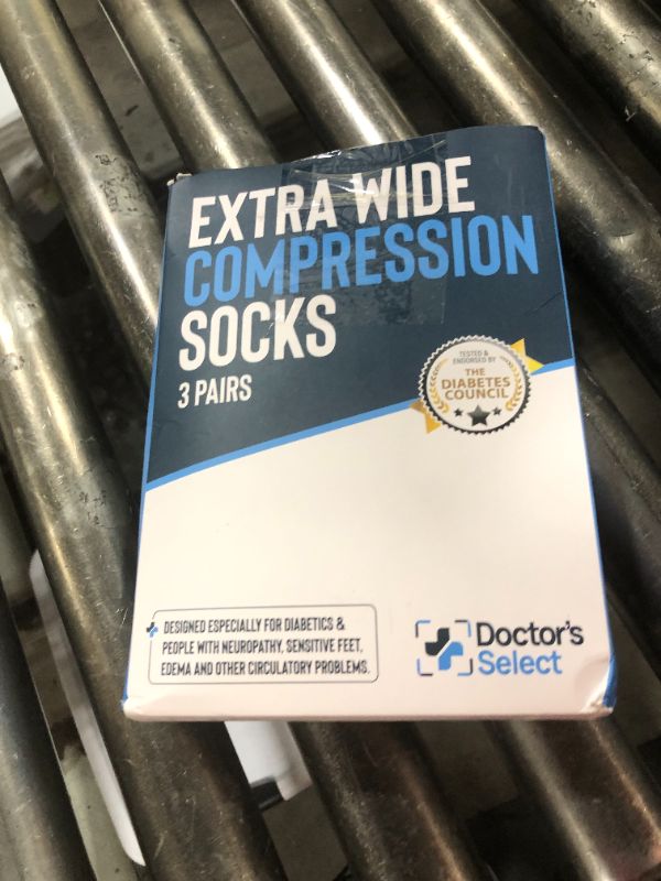 Photo 1 of Doctor's Select Plus Size Compression Socks - 3 Pairs Up to 6XL | 20-30 mmHg for Women | Extra Wide Calf | Black