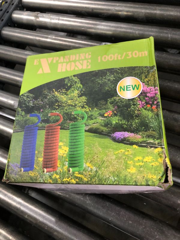 Photo 1 of 100 ft Expandable Garden Hose - 2025 New Kink Free Flexible Water Hose 100ft with 10 Pattern Spray Nozzle, 3/4 Solid Brass Connectors, Retractable Latex Core - Lightweight Expanding Hose