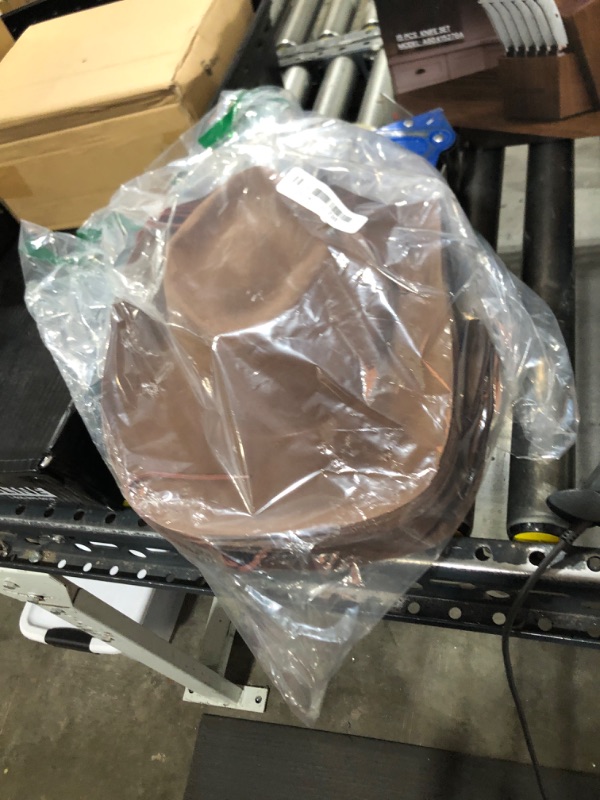 Photo 1 of Mepase 24 Pieces Disposable Plastic Western Cowboy Hat Set Felt Wide Brimmed Cowgirl Party Hats for Men Women Adult Costume Party(Brown)