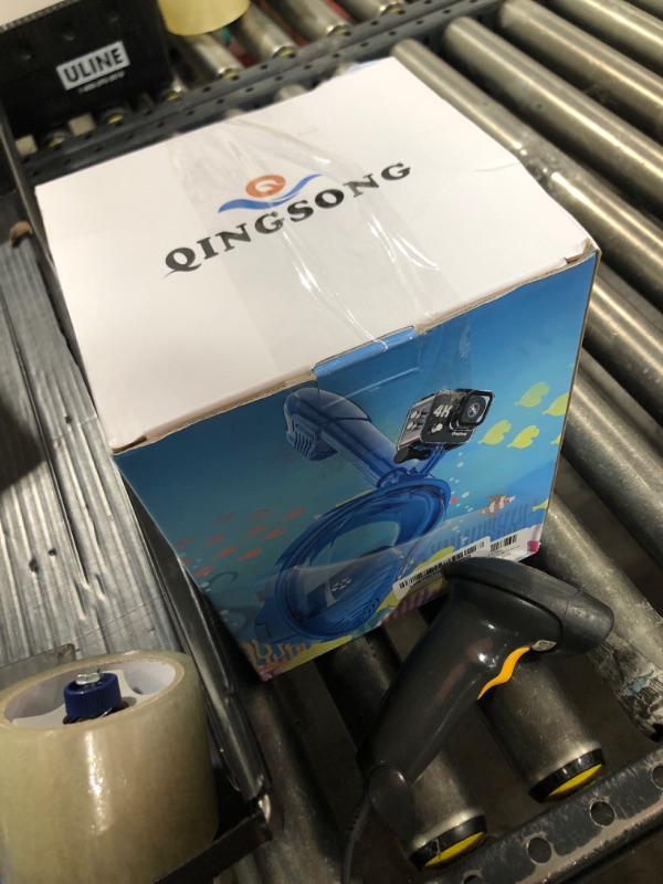 Photo 1 of QingSong Kids Snorkel Mask Full Face, Snorkeling Set with Camera Mount, 180 Degree Panoramic View Snorkeling Gear Anti-Fog Anti-Leak