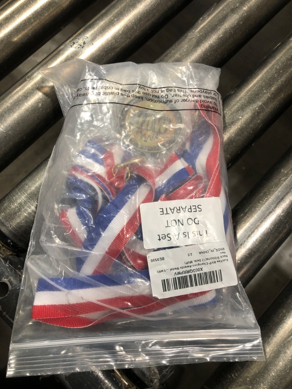Photo 1 of XunYee MVP Champion Awards Medals for Football Baseball Soccer Basketball Softball Player Team MVP Gift with Neck Ribbons(12 Sets,MVP)