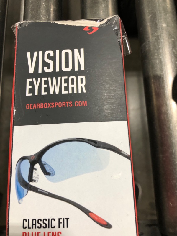 Photo 1 of Gearbox Vision Eye Protection with Hard Case, Black Frame/Blue Lens
