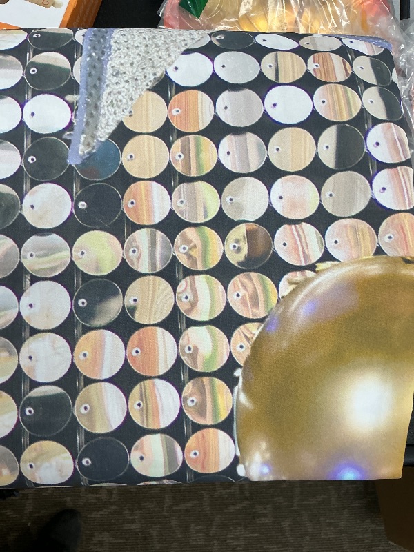 Photo 1 of Back drop for birthday or event black/ gold/ silver design with stars and balloons size large 