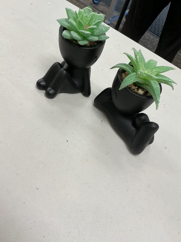 Photo 1 of Uguisu 2 Sets of Small Fake Plants, Simulation Ceramic Humanoid Fake Plants, Artificial Plants Indoor, Home Decor, Office Decor, Bathroom Decor, Room Decor, Desk Accessories-White