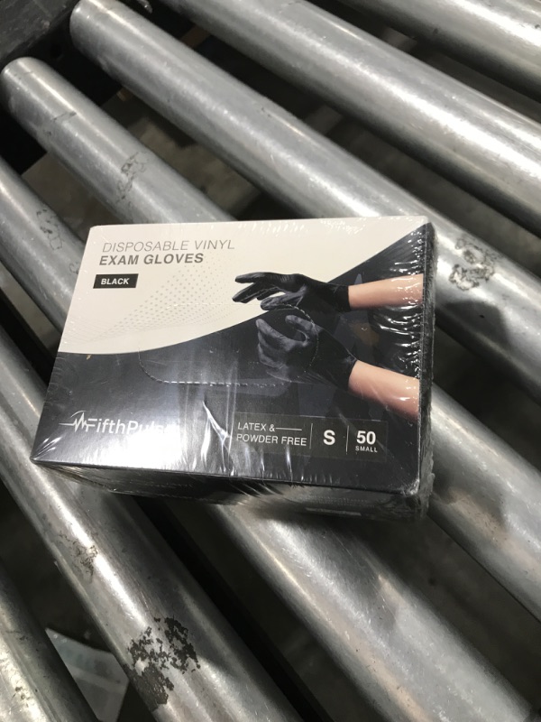 Photo 1 of Black Vinyl Disposable Gloves Large 50 Pack - Latex Free, Powder Free Medical Exam Surgical, Home, Cleaning, and Food 3 Mil Thickness small 