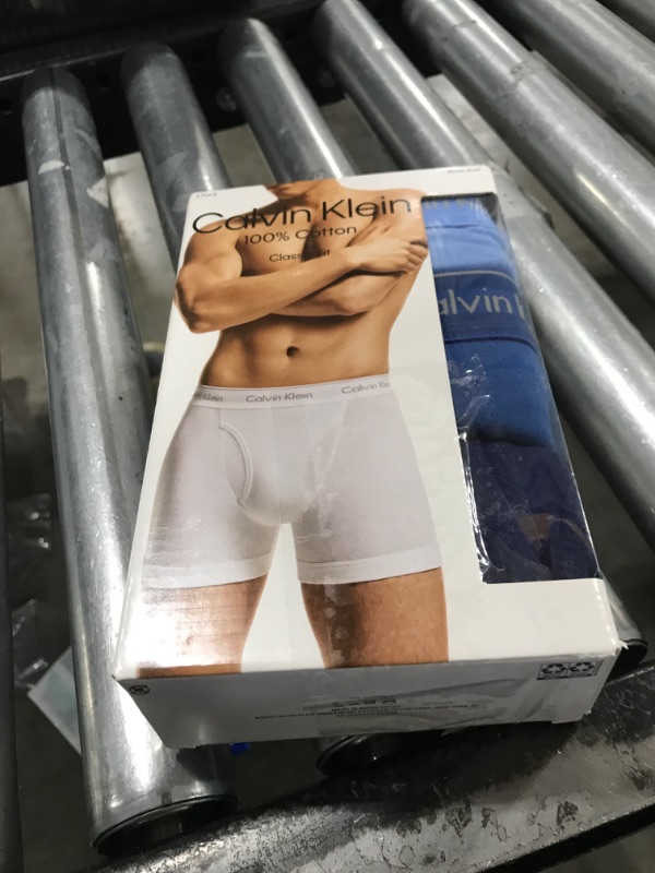 Photo 1 of Calvin Klein Men's Cotton Classics 3-pack Boxer Brief, Medieval Blue, Minnow, Blue Bay, Medium