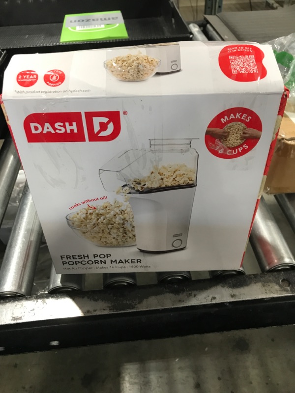 Photo 1 of DASH Hot Air Popcorn Popper Maker with Measuring Cup to Portion Popping Corn Kernels + Melt Butter, 16 Cups - White