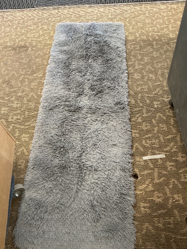 Photo 1 of Ailyei Ultra Soft Runner Rugs for Bedroom Hallways with Upgraded Non-Slip Rubber Backing & Thick Memory Sponge, 2x6 Feet Fluffy Shag Throw Area Rug for Bedside Dorm Dark Grey
