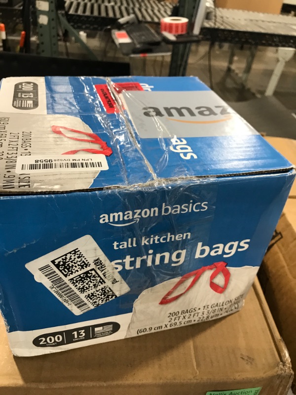 Photo 1 of Amazon Basics Trash Bags, Tall Kitchen Drawstring, Unscented, 13 Gallon, 200 Count, Pack of 1