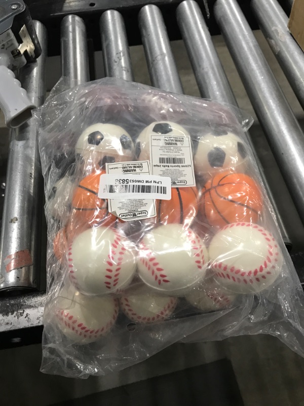 Photo 1 of Super Z Outlet Mini Foam Sports Balls 24 Pack for Kids Adults Mini Baseball Football Basketball Soccer Stress Toy Game Party Decoration