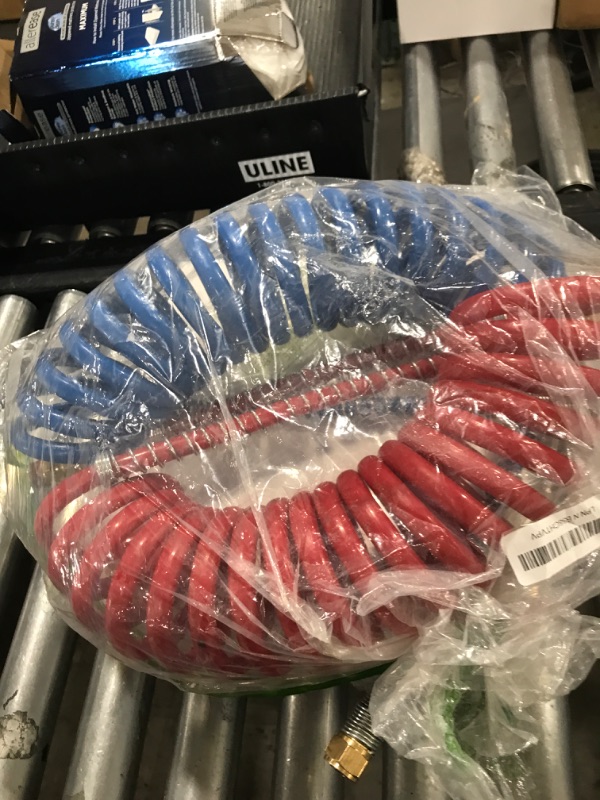 Photo 1 of CheeMuii 15 Ft Coiled Air Brake Hoses & ABS Electrical Power Wire Assembly Kit 3 in 1 Semi Truck Air Lines Kit Coiled 7 Way Trailer Cord and Air Brake Hoses for Semi Trucks Trailers Tractors